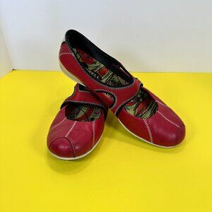 Merrell Mary Jane Slip on Sandals Red Leather Flats J76347 US Size 8.5